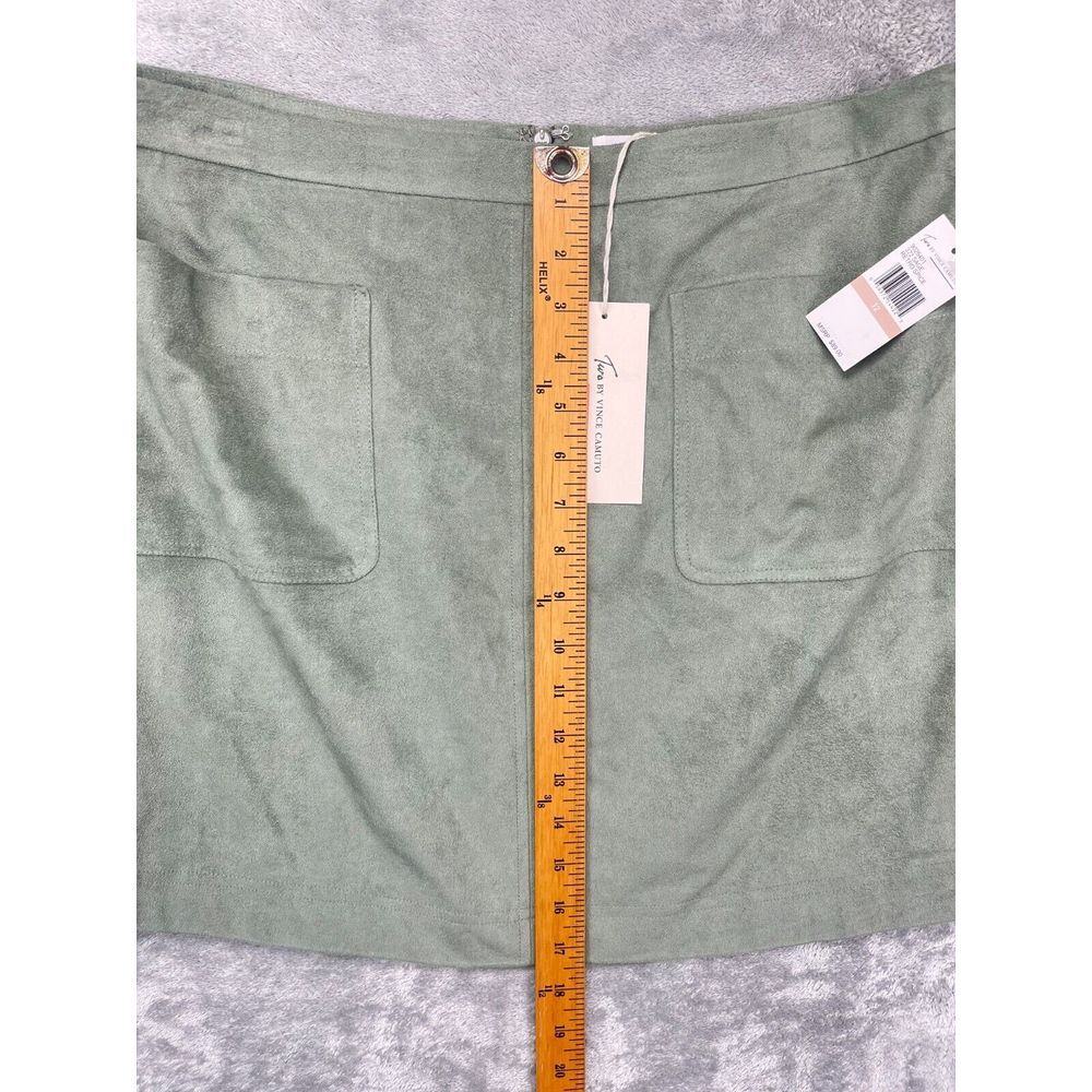NWT Two By Vince Camuto Faux Suede Mini Skirt Sage 12 Retro Spice MSRP $89 - Picture 3 of 9